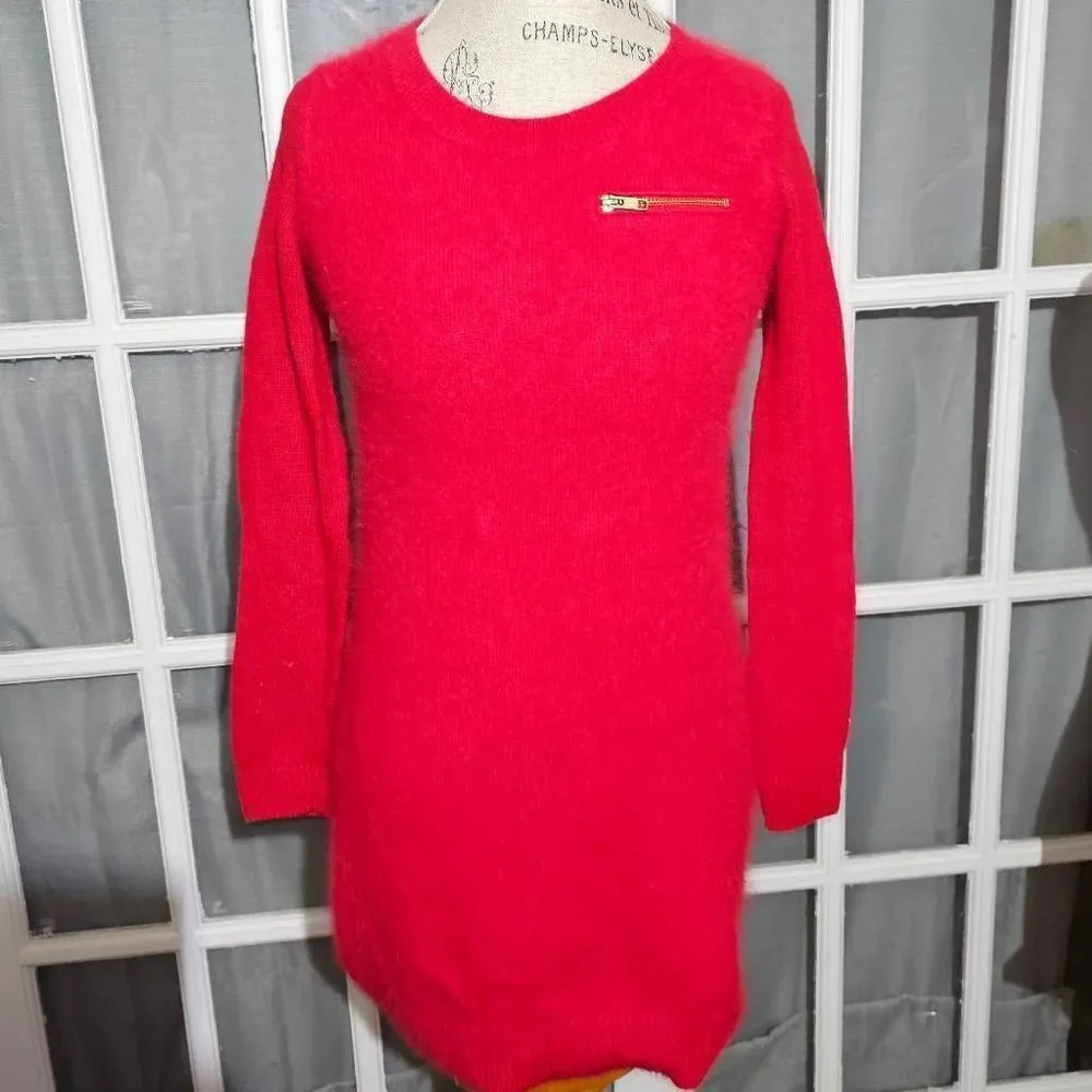 Wallace Womens Red Rabbit Hair Lambs Wool Cashmere Blend Sweater Small